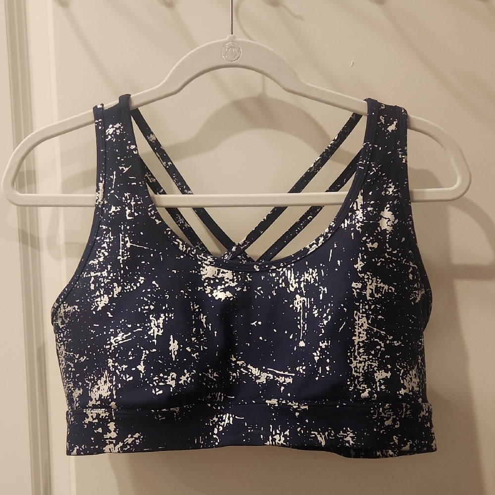 Womens Puma Blue and Silver Padded Sports Bra Size XL